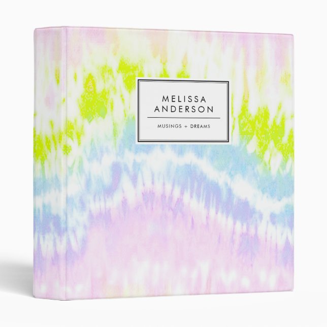 Bright Pastel Watercolor Tie Dye Pattern Binder (Front/Spine)