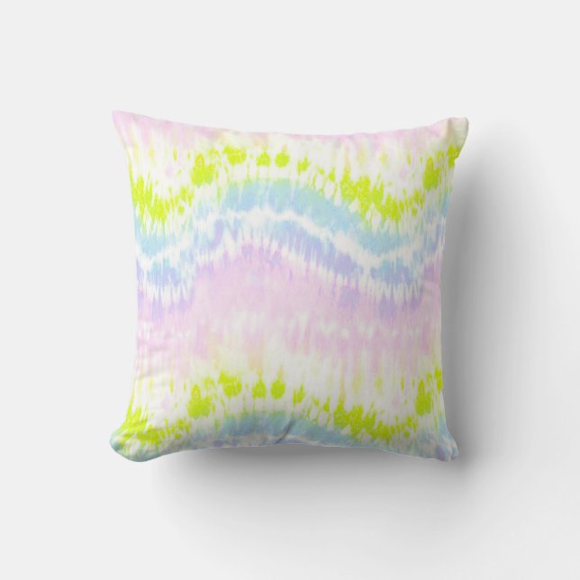 Bright Pastel Watercolor Tie Dye Pattern Throw Pillow (Front)