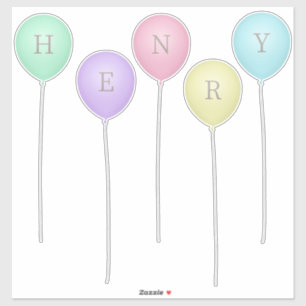 Bright Pastel Whimsical Balloons Custom Letters