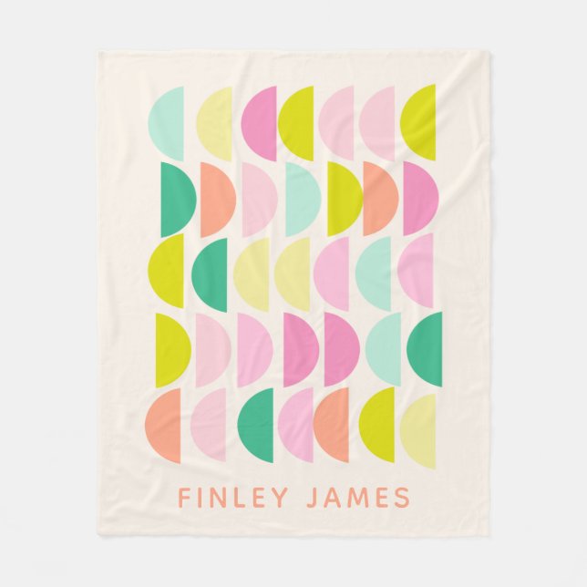 Bright Pastels Geometric Shapes Personalized Name Fleece Blanket (Front)