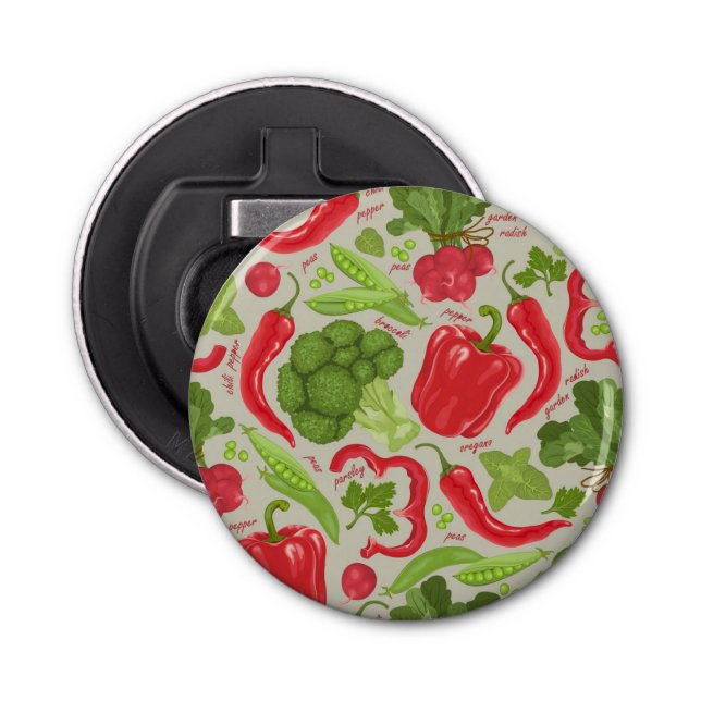 Bright pattern from fresh vegetables bottle opener (Front)