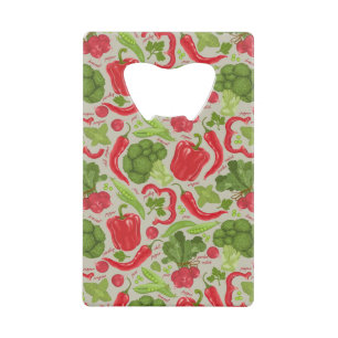 Bright pattern from fresh vegetables credit card bottle opener