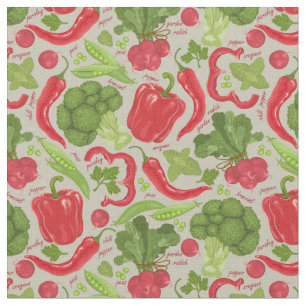 Bright pattern from fresh vegetables fabric