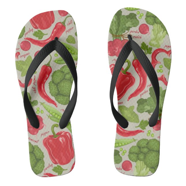 Bright pattern from fresh vegetables flip flops (Footbed)