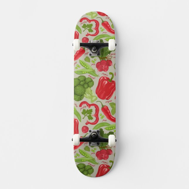 Bright pattern from fresh vegetables skateboard (Front)
