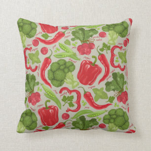 Bright pattern from fresh vegetables throw pillow