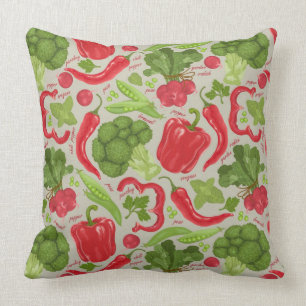 Bright pattern from fresh vegetables throw pillow