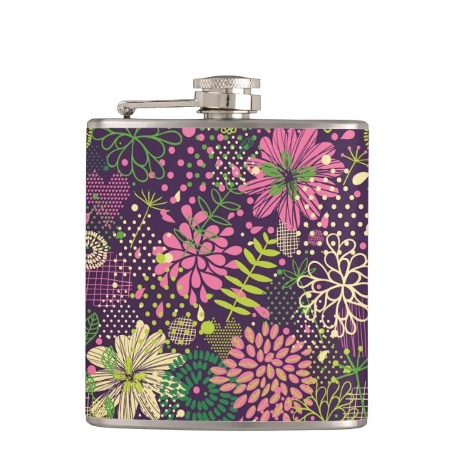 Bright pattern hip flask (Front)