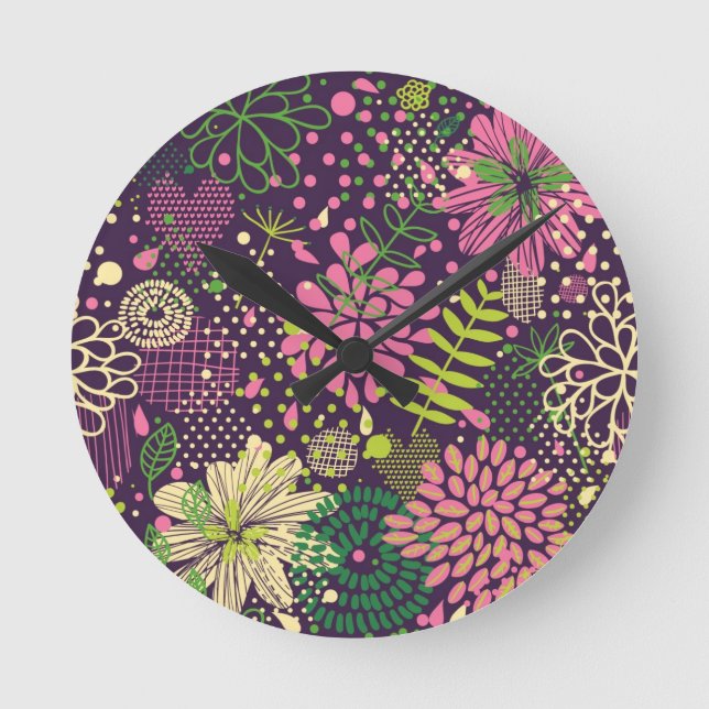 Bright pattern round clock (Front)