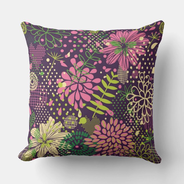 Bright pattern throw pillow (Front)