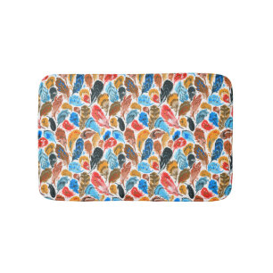 Bright pattern with bird feathers bath mat