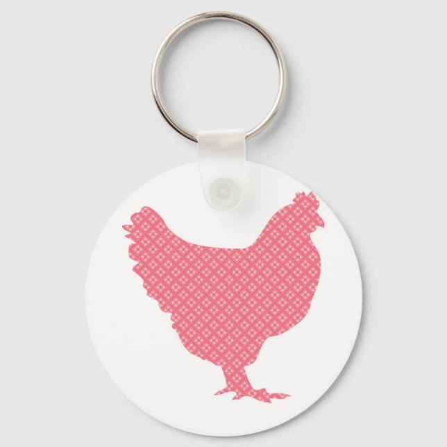 Bright patterned chicken keychain (Front)