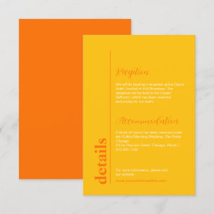 Bright Peach & Yellow Colourful Wedding Info Enclosure Card