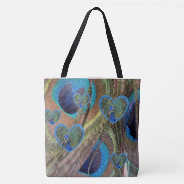 Bright Peacock Feathers Tote Bag (Front)