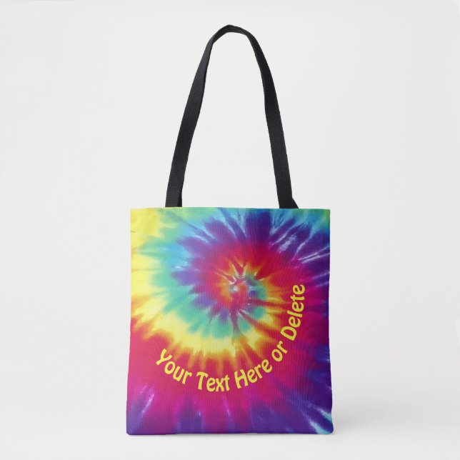 Bright Personalized Tie Dye Tote Bag, Your Text Bag (Front)