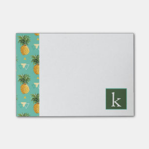 Bright Pineapples On Geometric Pattern Add Your Post-it Notes