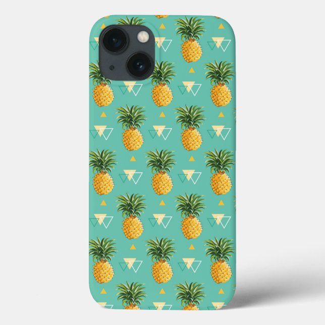 Bright Pineapples On Geometric Pattern Case-Mate iPhone Case (Back)