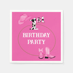 Bright Pink 1st Birthday Party or Custom Text Napkin