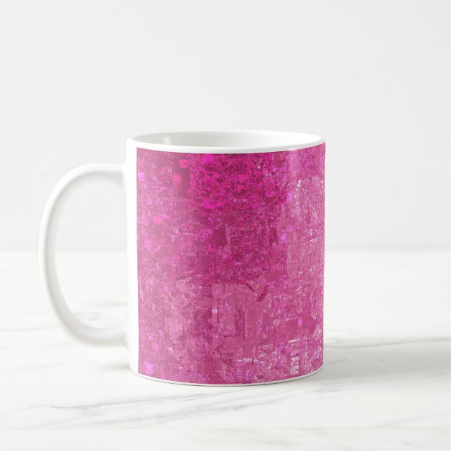 Bright Pink Abstract Mosaic Gloss Coffee Mug (Left)