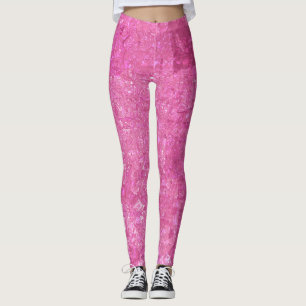 Bright Pink Abstract Mosaic Gloss Leggings