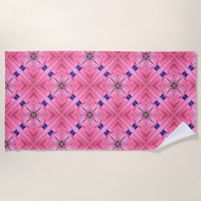 Bright Pink All Over Pattern Beach Towel (Front)
