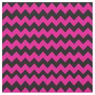 Bright Pink and Black Chevron Pattern Fabric