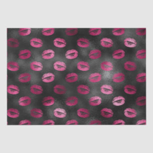 Bright Pink and Black Glam Lips Print Tissue Paper