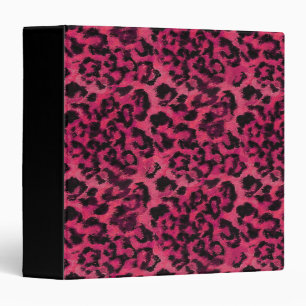 Bright pink and black spotted leopard binder
