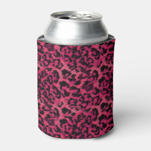 Bright pink and black spotted leopard can cooler