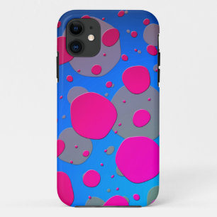 Bright Pink and Blue Modern Art iPhone 11 Case