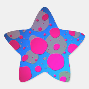 Bright Pink and Blue Modern Art Star Sticker