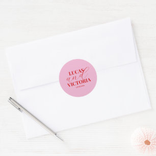 Bright pink and bold red wedding classic round sticker