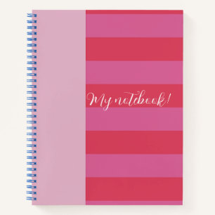 Bright Pink and cheerful Red striped Notebook