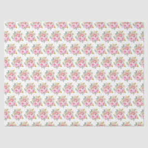 Bright Pink and Gold Elegant Flowers  Tissue Paper
