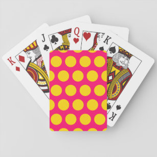 Bright Pink and Gold Polka Dots Playing Cards