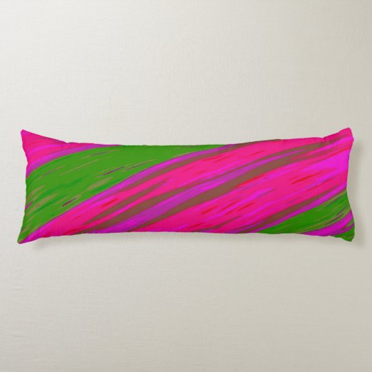 Bright Pink and Green Colour Swish Abstract Body Pillow