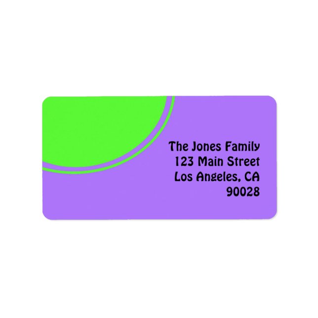 Bright pink and green mod circle label (Front)