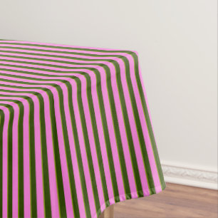 Bright Pink and Green Retro Stripe Modern Tablecloth