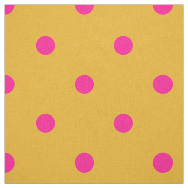 Bright Pink and Marigold Orange Polka Dot Fabric (Swatch)