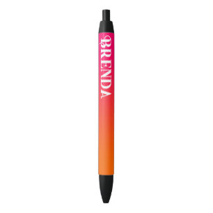 Bright Pink and Orange Gradient Personalized Black Ink Pen