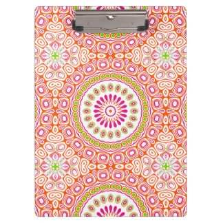 Bright Pink and Orange Spring Mandala Flower Clipboard