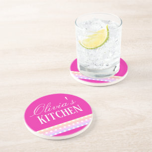 Bright Pink and Poka Dots Coaster