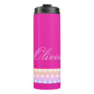 Bright Pink and Poka Dots Thermal Tumbler