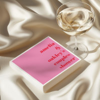 Bright Pink and Red Modern Custom Couples Shower