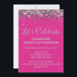 Bright Pink and Silver Glitter 30th Birthday Party Invitation<br><div class="desc">Customized Glitter Invite Custom 35th,  30th Birthday Party invitation Thirty,  Let's celebrate digital Any Age,  Instant download Forty Fifty Sixty,  Personalized 21st 40th 50th 60th,  Elegant Milestone template Sweet 16,  Custom 18th Glam Golden Confetti,  Adult Calligraphy Modern Stylish script,  Chic trendy simple for her,  Bling 16th quinceanera 15th celebration</div>