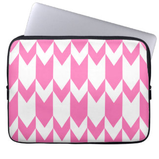 Bright Pink and White Chevron Pattern. Laptop Sleeve