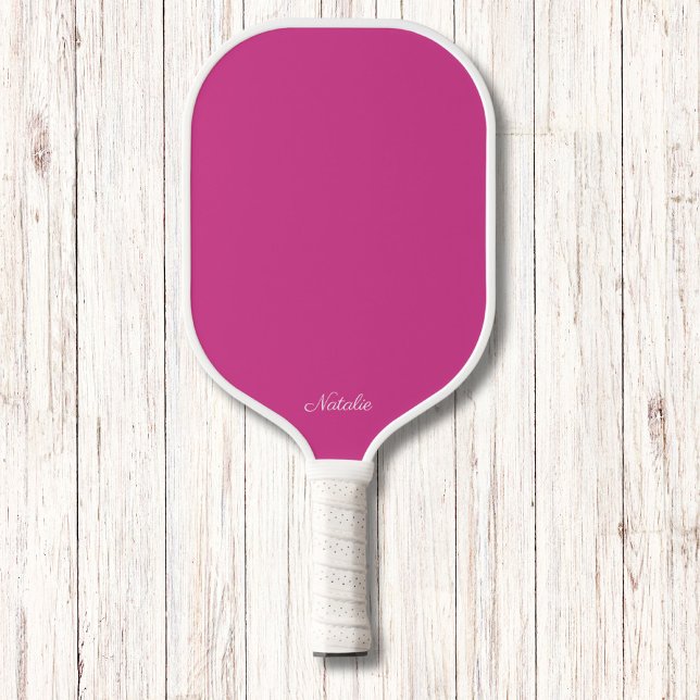 Bright Pink and White Modern Monogram  Pickleball Paddle (Creator Uploaded)