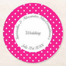 Bright pink and white polkadot wedding