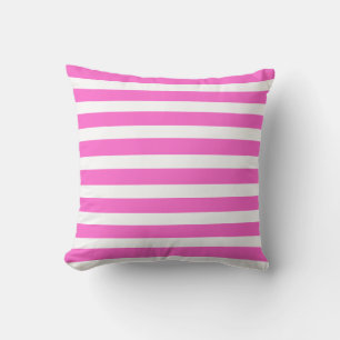 Bright Pink and white Striped Throw Pillow