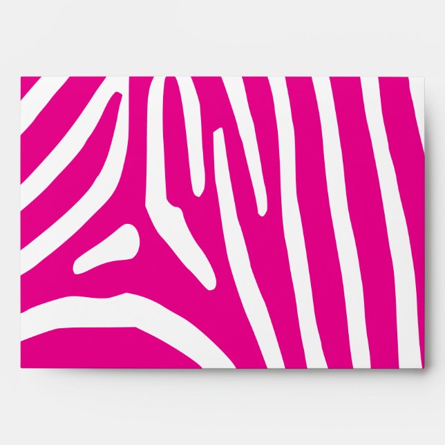 Bright Pink and White Zebra Pattern Envelope (Front)